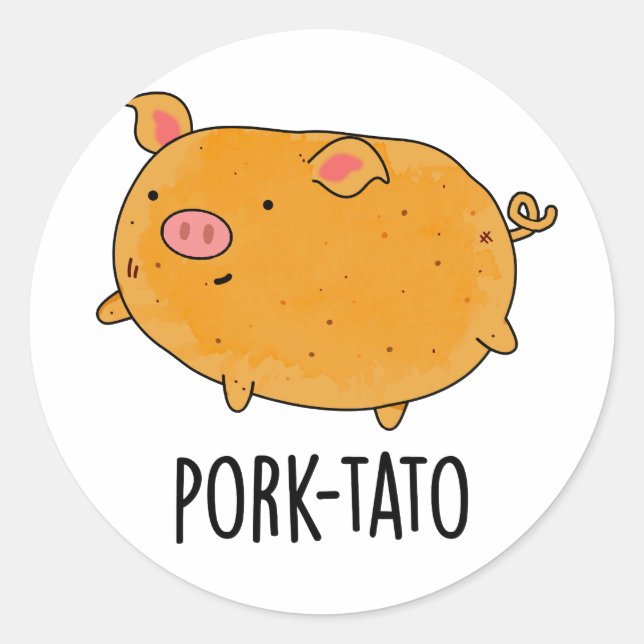 Pork-tato Funny Potato Pun  Classic Round Sticker (Front)
