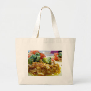 Pork tostada large tote bag