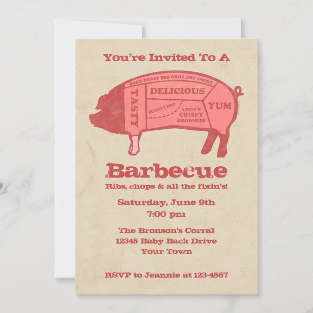 Porkaholic Custom Barbecue Invitation (Front)