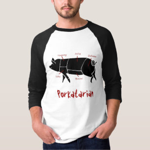 Porkatarian Funny Pig Butcher Chart for Meateaters T-Shirt