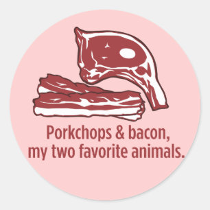 Porkchops & Bacon, my two favourite animals Classic Round Sticker