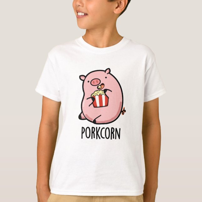 Porkcorn Funny Popcorn Pun  T-Shirt (Front)