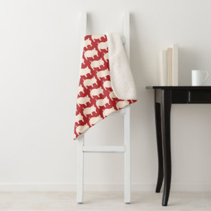 Porky Pals Red White Small Sherpa Blanket