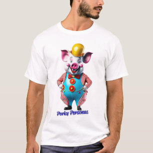 Porky Personas fun pig characters. Clown T-Shirt