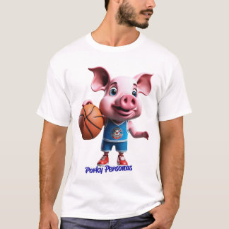 Porky Personas funny Pig characters. Basketball T-Shirt