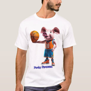 Porky Personas funny Pig characters. Basketball T-Shirt