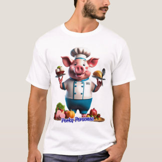 Porky Personas funny Pig characters. Chef T-Shirt