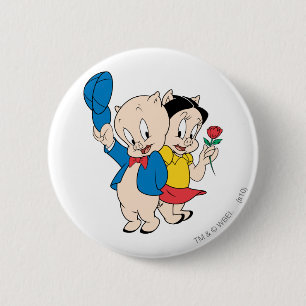 Porky Pig and Petunia 6 Cm Round Badge