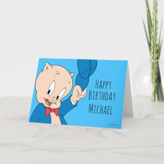 Porky Pig | Waving Hat Card (Front)
