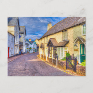 Porlock High Street Art Postcard