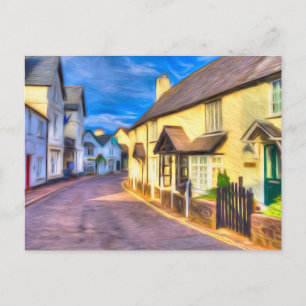 Porlock High Street Somerset Art Postcard