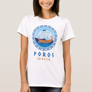 Poros, Greece Greek Ship Design Women's T-Shirt