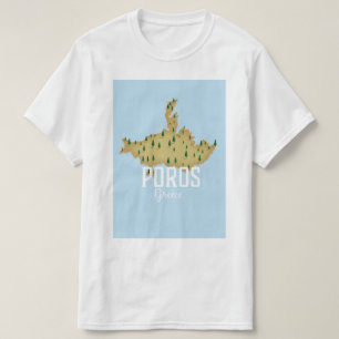 Poros Greek Map Illustrated travel poster T-Shirt