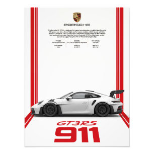 Porsche 911 GT3 RS Specs Poster