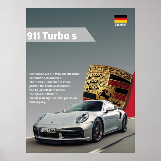 Porsche 911 Turbo S – Speed  Style Poster (Front)
