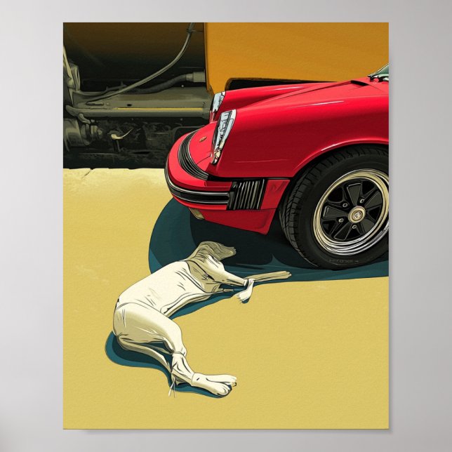 Porsche and dog poster (Front)