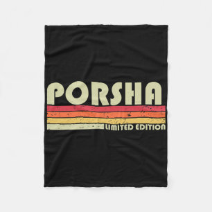 Porsha Name Personalised Retro Vintage 80s 90s Bir Fleece Blanket