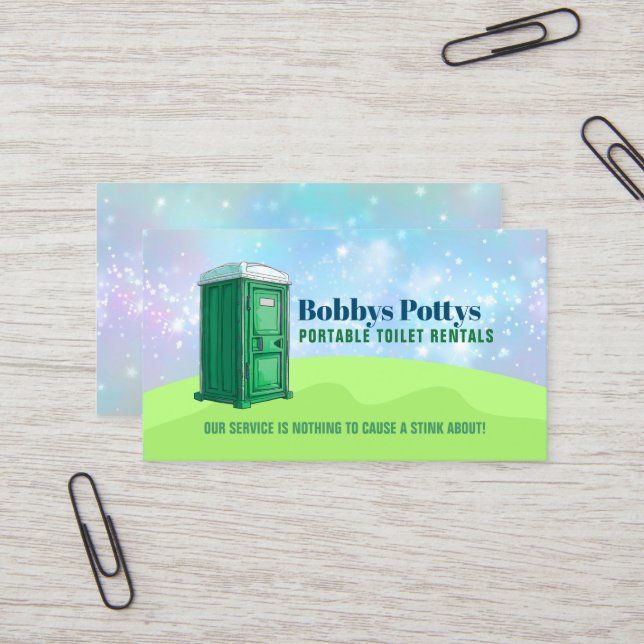 Port a Potty Slogans Business Card (Front/Back In Situ)