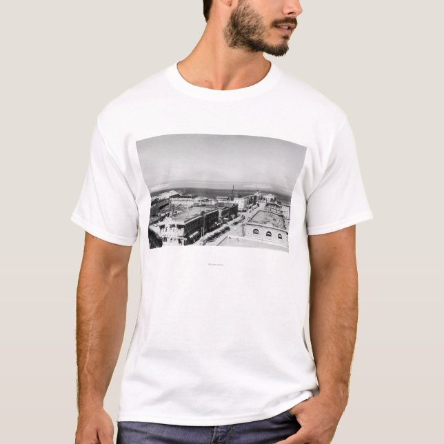 Port Angeles, WA Town View and Harbour Photograph T-Shirt (Front)