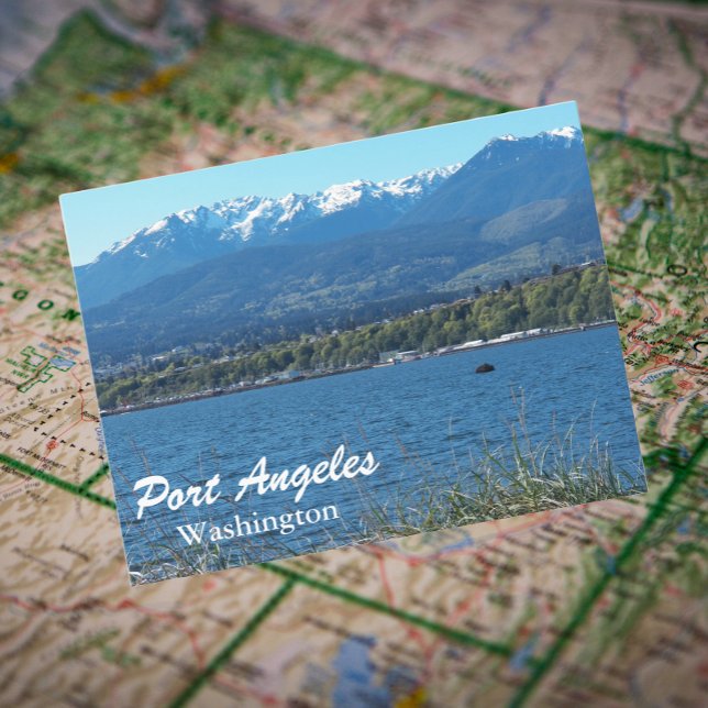 Port Angeles, Washington Travel Photo Postcard (In Situ Map)