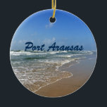 Port Aransas Beach in Texas Ceramic Tree Decoration<br><div class="desc">Lovely seaside photograph of Port Aransas Beach in Texas. A great gift for a Texan who loves Mustang Island in the summer. An ocean vacation in the sea and sun is just what everybody needs.</div>