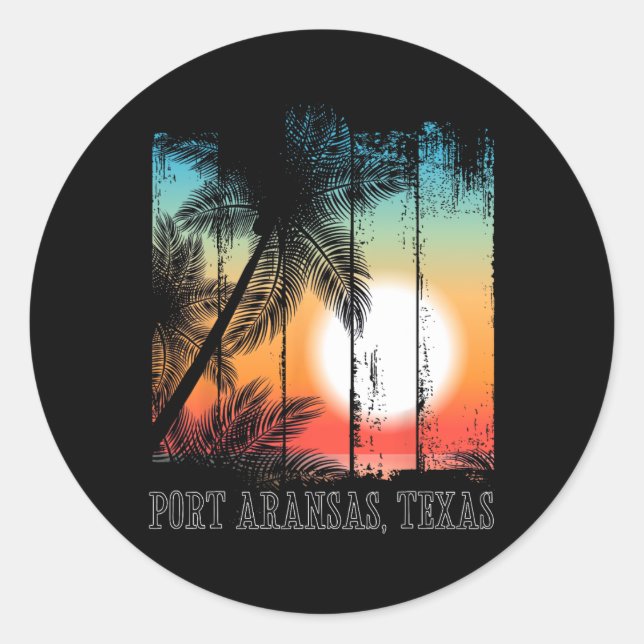 Port Aransas Texas Beach Palms Vacation Surf Sundo Classic Round Sticker (Front)