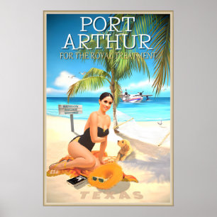Port Arthur Texas Travel Poster Princess Beach