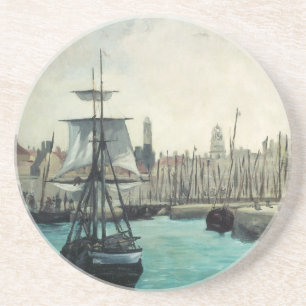 Port at Calais by Manet, Vintage Impressionism Art Coaster