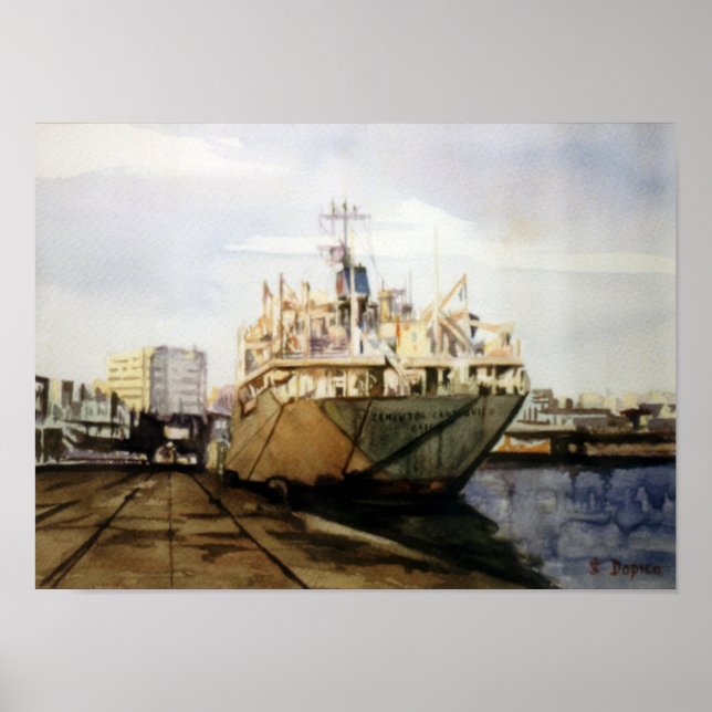 Port cargo (A Coruña) Poster (Front)