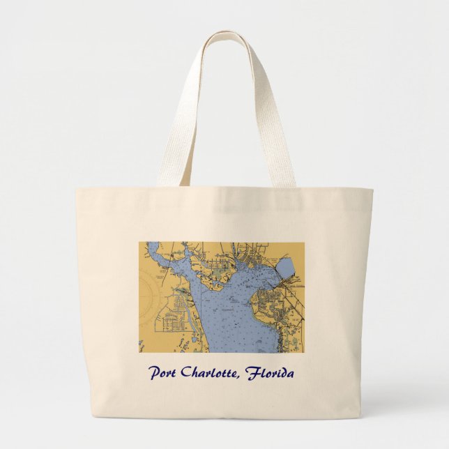 Port Charlotte, Florida Nautical Chart Tote Bag (Front)