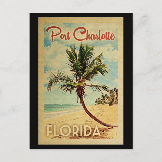 Port Charlotte Palm Tree Vintage Travel Postcard (Front)