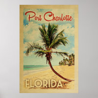 Port Charlotte Palm Tree Vintage Travel