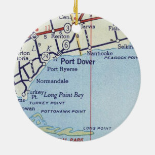 Port Dover ON Vintage Map Ceramic Tree Decoration