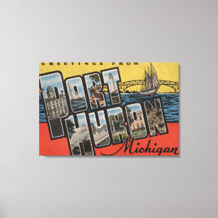 Port Huron, Michigan - Large Letter Scenes Canvas Print