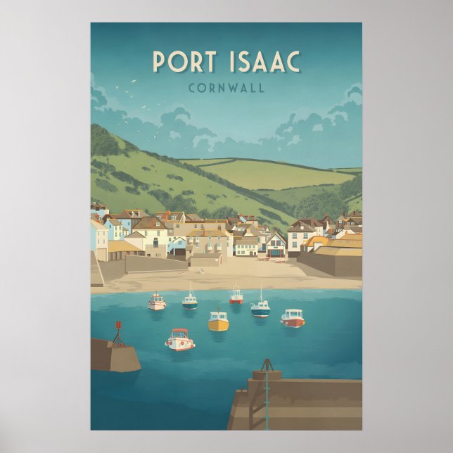 Port Isaac Cornwall Travel Poster (Front)