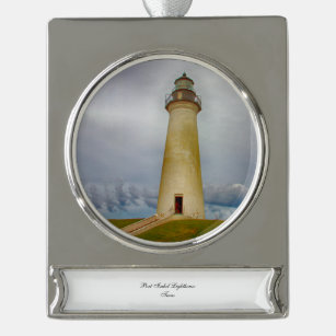 Port Isabel Lighthouse Silver Plated Banner Ornament