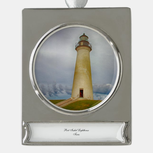 Port Isabel Lighthouse Silver Plated Banner Ornament (Front)