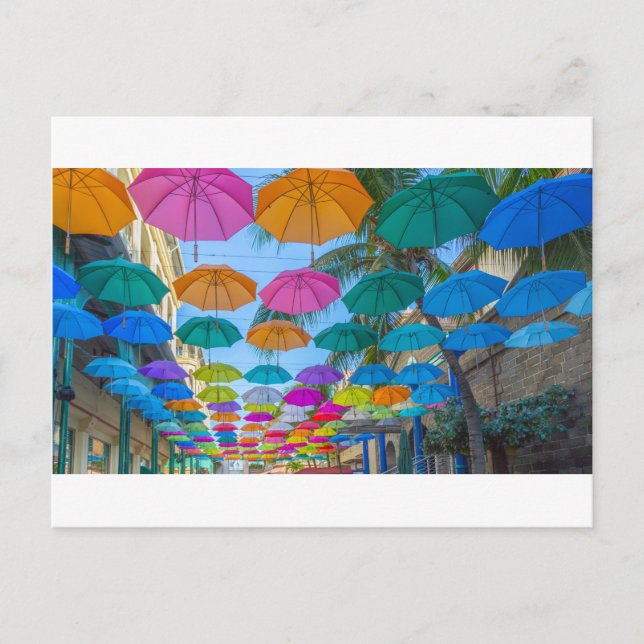 port louis le caudan waterfront umbrellas cap postcard (Front)