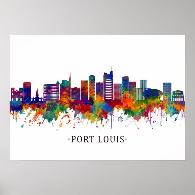 Port Louis Mauritius Skyline Poster (Front)