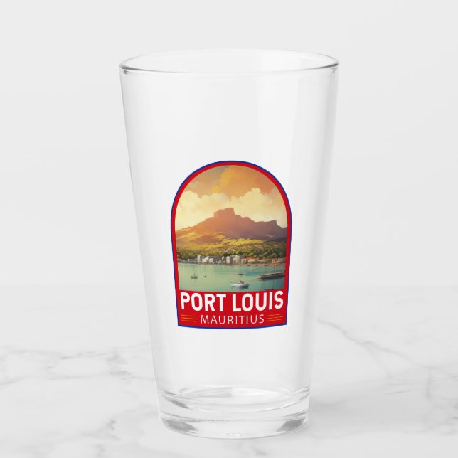 Port Louis Mauritius Travel Art Vintage Glass (Front)