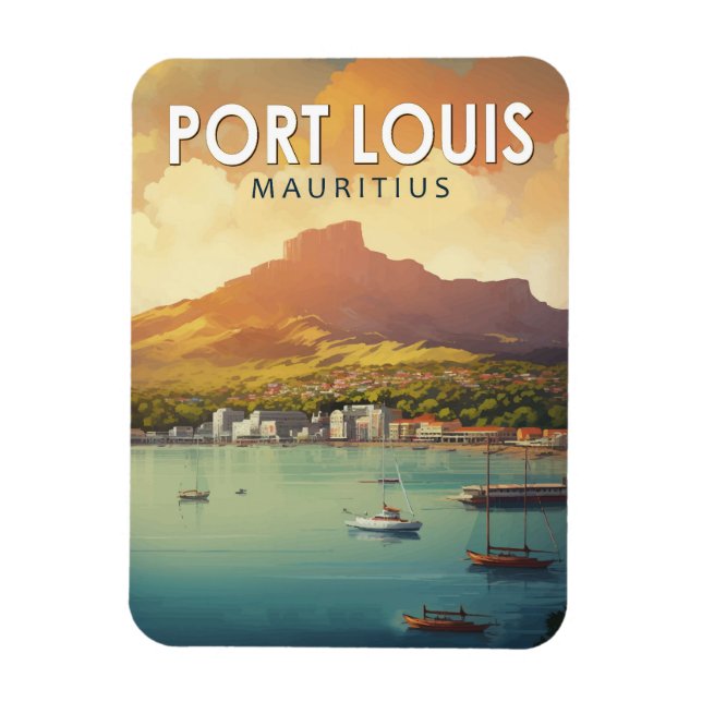 Port Louis Mauritius Travel Art Vintage Magnet (Vertical)