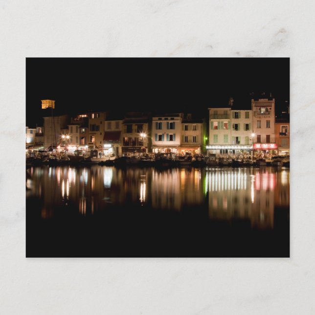 Port of Cassis at night Postcard (Front)