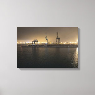 Port of Hull at Night – Industrial Docklands Canvas Print