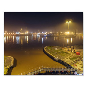Port of Hull at Night – Industrial Harbour Night Photo Print