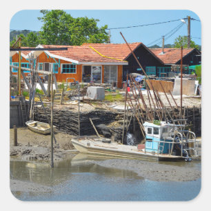 Port of La Teste de Buch in France Postcard Square Sticker