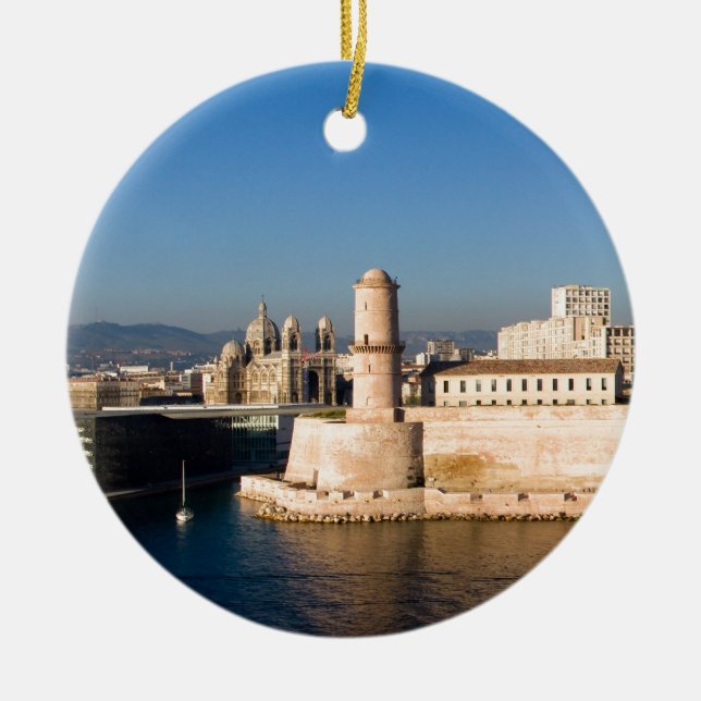 Port of Marseille Ceramic Tree Decoration (Front)