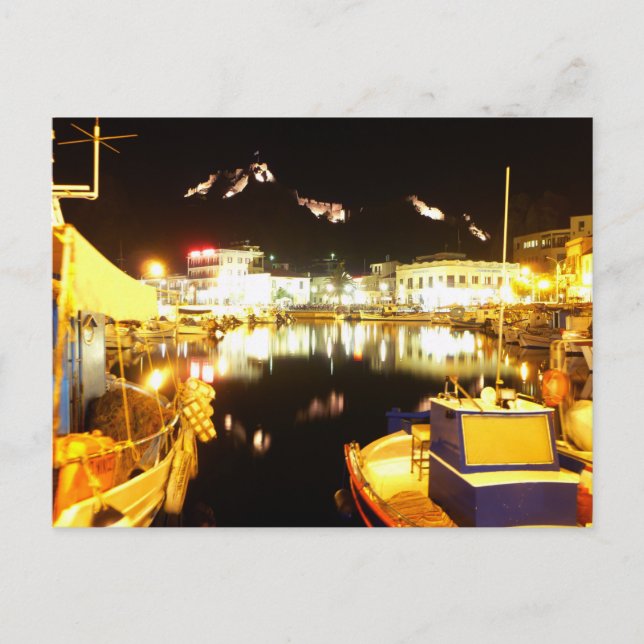 Port Of Myrina At Night Postcard (Front)