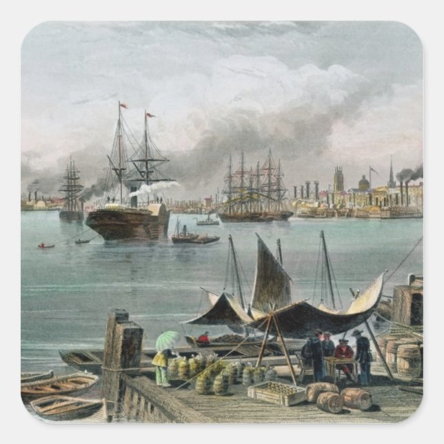 Port of New Orleans, engraved by D.G. Thompson Square Sticker (Front)