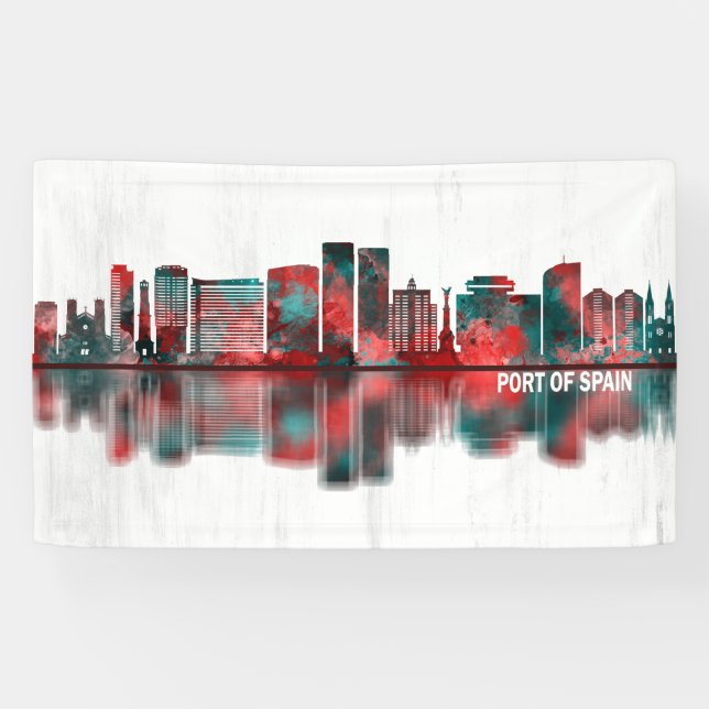 Port Of Spain Trinidad and Tobago Skyline Banner (Horizontal)