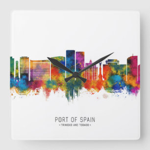 Port Of Spain Trinidad and Tobago Skyline Square Wall Clock